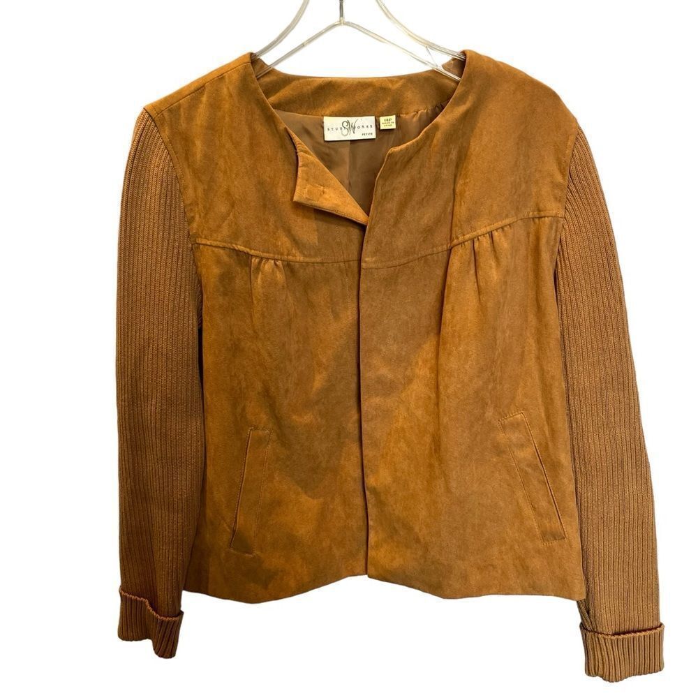 Studio Works Women's Jacket Caramel Size 14P Magnetic Close